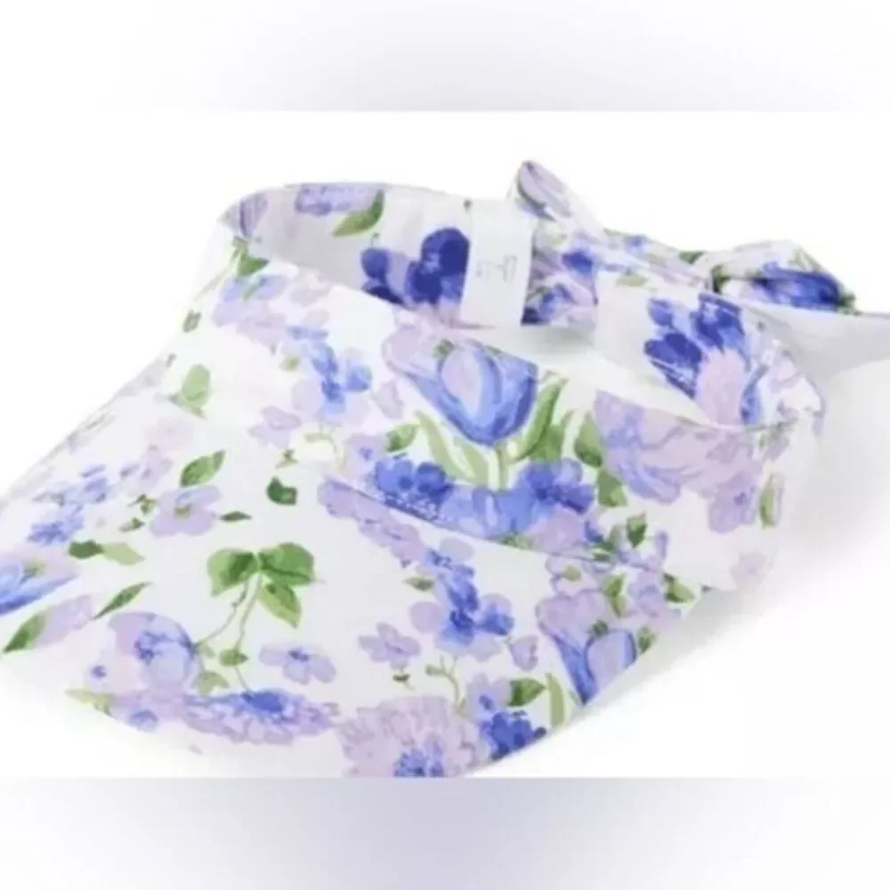 NWT Janie and Jack Girls Purple White Visor with Bow Accent - Size 6-8